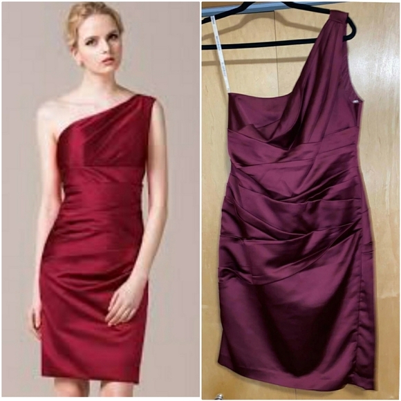 David's  Bridal One Shoulder Short Dress - Picture 3 of 11